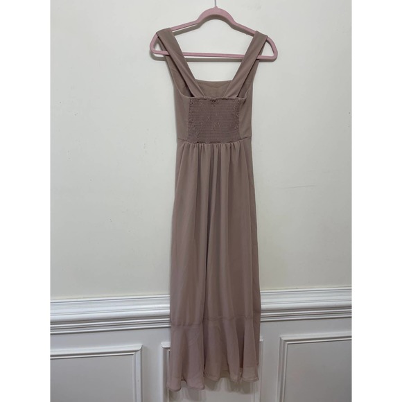 Show Me Your Mumu Claire Midi Dress Soft Beige Chiffon Small Boho Fully Lined - Picture 3 of 8